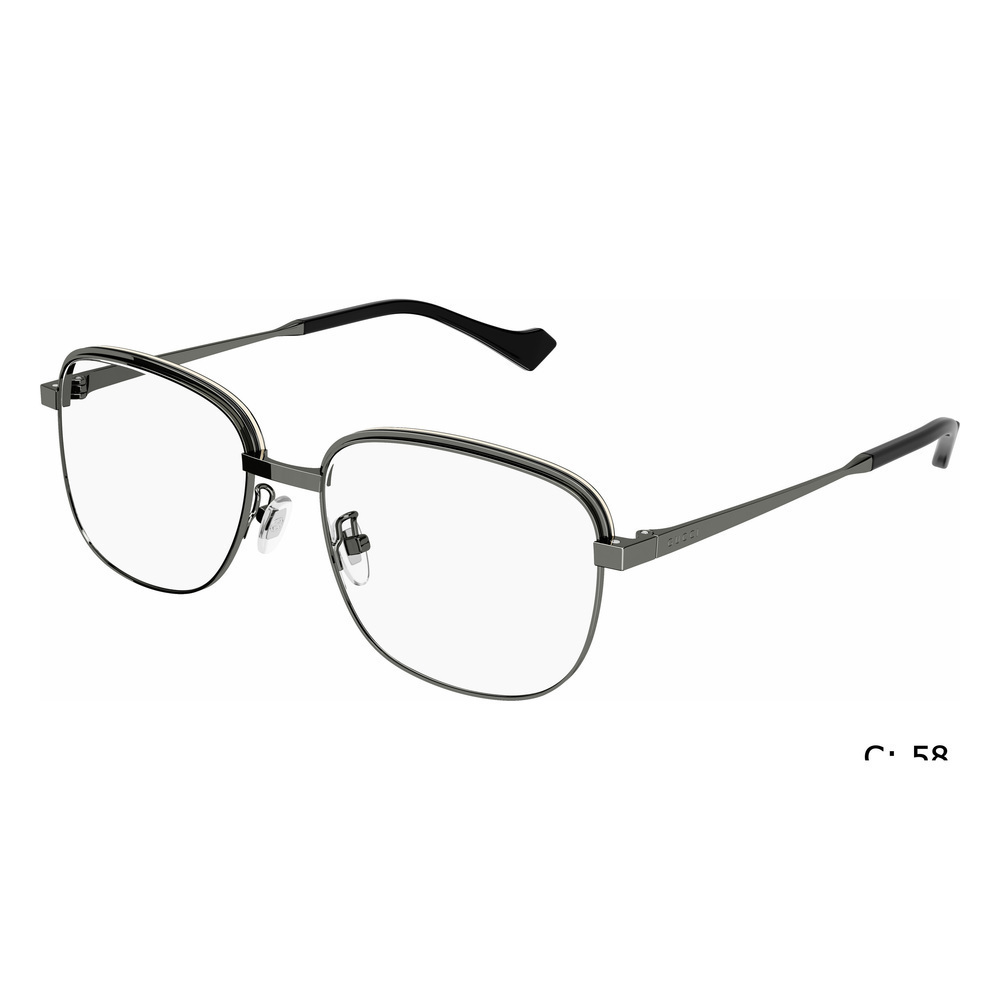 NWT Gucci GG1102O-005 Ruthenium Square 55mm Eyeglasses